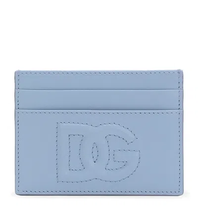 Dolce & Gabbana Calfskin Dg Logo Card Holder In Blue