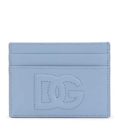 Dolce & Gabbana Blue 'dg' Logo Card Holder In 80789 Carta Zucchero