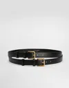 Dolce & Gabbana Calfskin Double-loop Belt In Black
