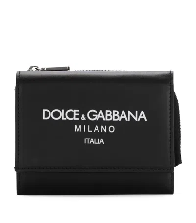 Dolce & Gabbana Calfskin Wallet With Raised Logo In Dg_milano_italia