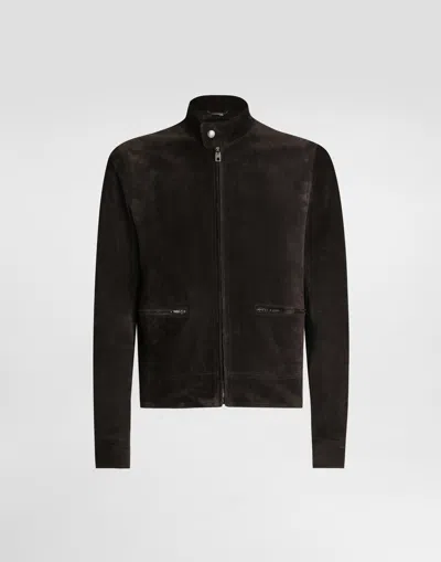 Dolce & Gabbana Calfskin Jacket In Brown