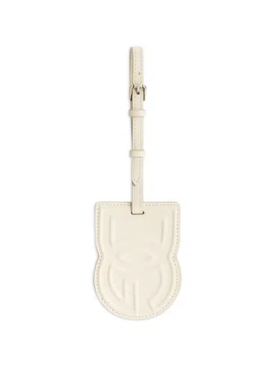 Dolce & Gabbana Calfskin Keychain With Dg Logo In Neutral