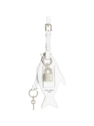 Dolce & Gabbana Calfskin Keyring In White