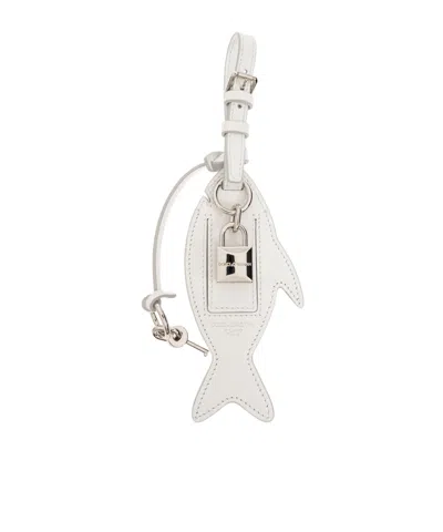 Dolce & Gabbana Calfskin Keyring In White