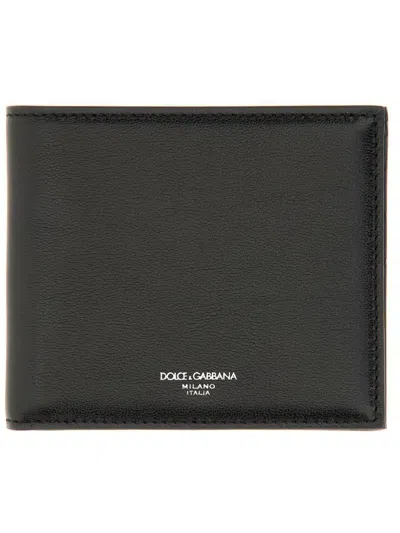 Dolce & Gabbana Calfskin Leather Bifold Wallet In Black