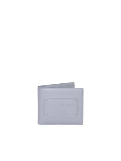 Dolce & Gabbana Calfskin Leather Bifold Wallet In Grey