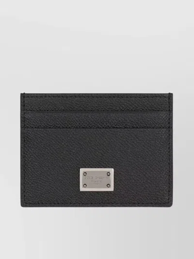 Dolce & Gabbana Calfskin Leather Card Holder In Black