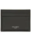 Dolce & Gabbana Calfskin Leather Card Holder In Black