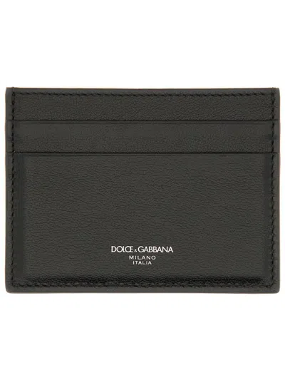 Dolce & Gabbana Calfskin Leather Card Holder In Black