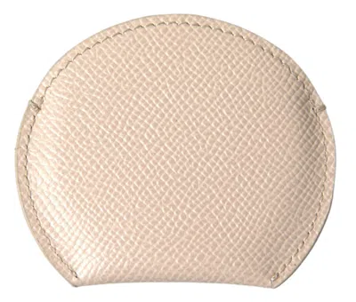 Dolce & Gabbana Calfskin Leather Hand Mirror Holder In Brown