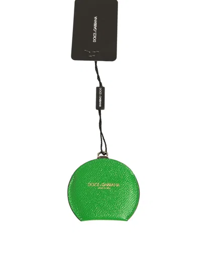 Dolce & Gabbana Calfskin Leather Round Coin Purse In Green