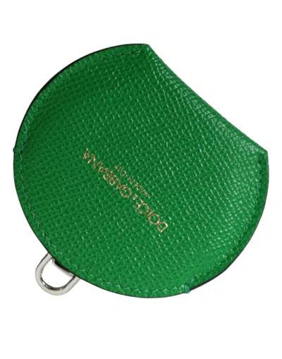 Dolce & Gabbana Calfskin Leather Round Coin Purse In Green