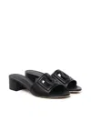 Dolce & Gabbana Calfskin Leather Slide With Logo In Black