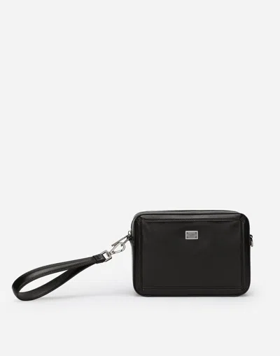 Dolce & Gabbana Dolce  Gabbana Logo Plaque Zipped Mini Messenger Bag In Black