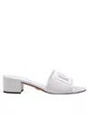 Dolce & Gabbana White Mules With Low Heel And Dg Millennials Detail In Smooth Leather Woman In White