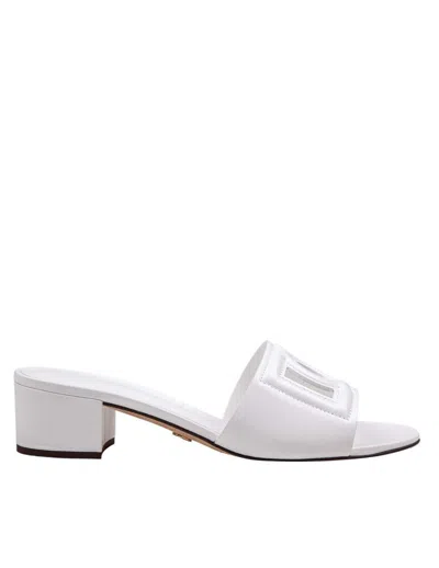 Dolce & Gabbana Bianca 40 Dg Millennials Calf Leather Mules In White