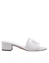 Dolce & Gabbana White Mules With Low Heel And Dg Millennials Detail In Smooth Leather Woman In White
