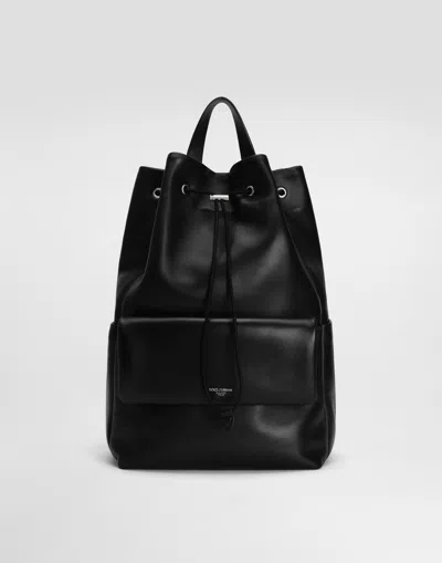 Dolce & Gabbana Calfskin Nappa Leather Backpack In Black