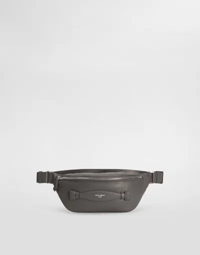 Dolce & Gabbana Calfskin Nappa Leather Belt Bag In Grey