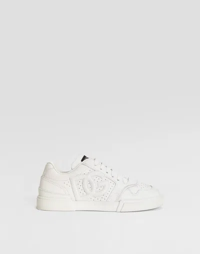 Dolce & Gabbana Calfskin Nappa New Roma Sneakers In White