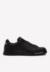 Dolce & Gabbana 'portofino' Black Low Top Sneakers With Logo Patch On The Tongue And Logo Lettering On The Side In Black