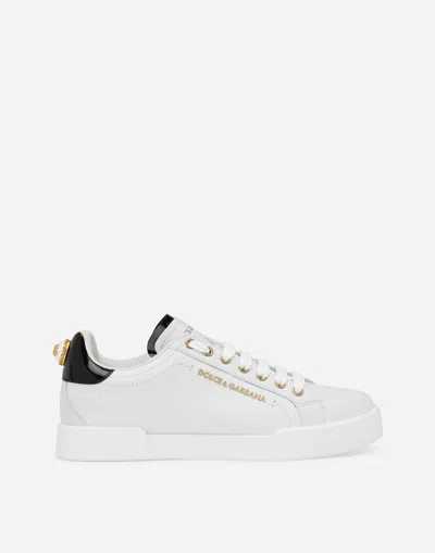 DOLCE & GABBANA CALFSKIN NAPPA PORTOFINO SNEAKERS WITH LETTERING