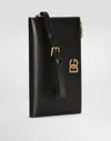 Dolce & Gabbana Calfskin Passport Holder With Dg Logo In Black
