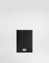 Dolce & Gabbana Logo Plaque Leather Passport Holder In Black