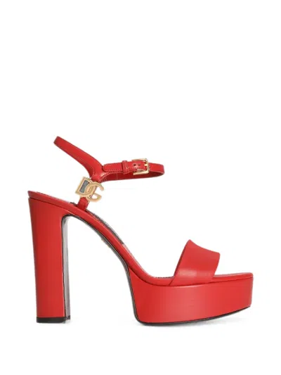 Dolce & Gabbana Calfskin Platform Sandals In Black