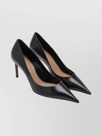 Dolce & Gabbana Calfskin Pointed Toe Stiletto Pumps In Black