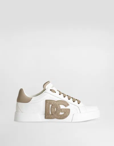 DOLCE & GABBANA CALFSKIN PORTOFINO LIGHT STROBEL SNEAKERS