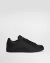 Dolce & Gabbana Portofino Leather Sneakers In Black