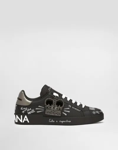 Dolce & Gabbana Calfskin Portofino Sneakers In Multicolor