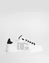 Dolce & Gabbana White And Black Leather Sneakers In White