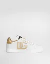 Dolce & Gabbana Calfskin Portofino Sneakers With Dg Logo In Multi