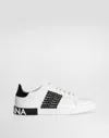 Dolce & Gabbana Sneaker Portofino Vintage In Pelle Di Vitello In Bianco/nero