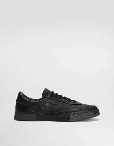Dolce & Gabbana Calfskin Portofino Yacht Sneakers In Black