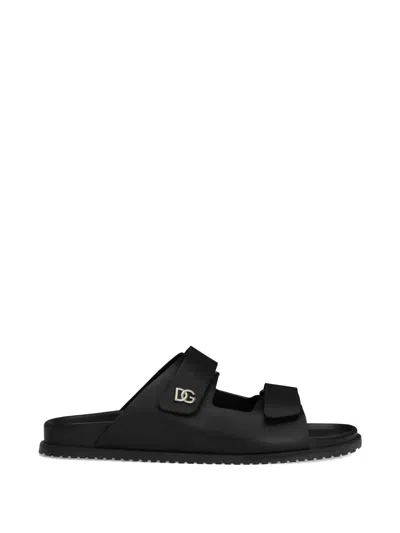Dolce & Gabbana Calfskin Sandals In Black