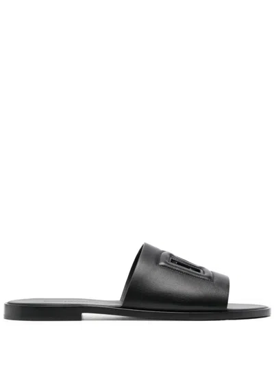 Dolce & Gabbana Calfskin Sandals In Black