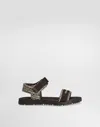 Dolce & Gabbana Calfskin Sandals With Dolce&gabbana Logo Print In Brown