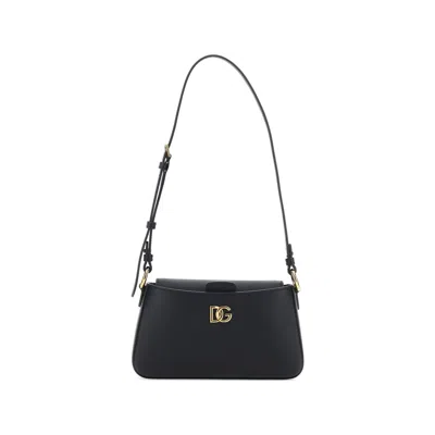 Dolce & Gabbana Calfskin Shoulder Bag In Black
