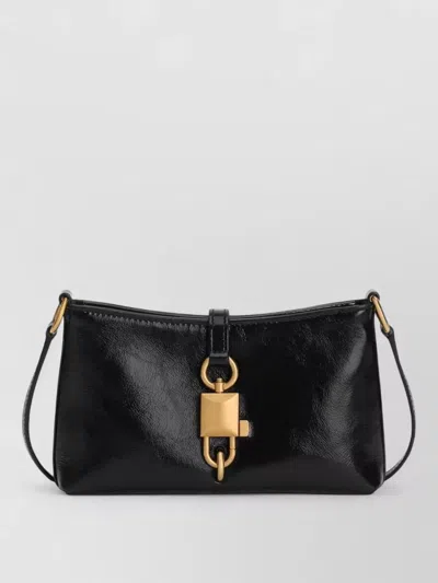 Dolce & Gabbana Lock Leather Shoulder Bag In Black