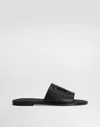 Dolce & Gabbana Black Sandals With Dg Logo Cut-out In Leather Man In Gray