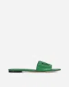 Dolce & Gabbana Dg Logo Leather Slides In Green