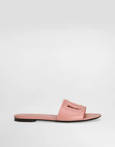 DOLCE & GABBANA CALFSKIN SLIDERS WITH DG LOGO