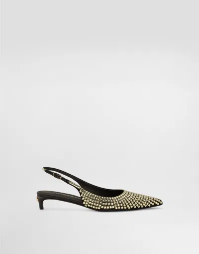 Dolce & Gabbana Calfskin Slingbacks In Gold