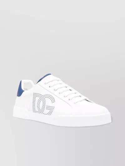 Dolce & Gabbana Calfskin Sneakers With Logo Heel Counter In White