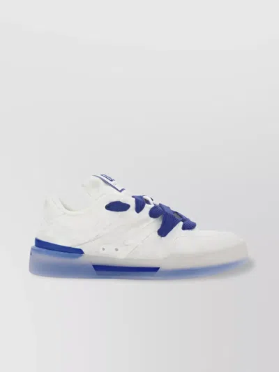 Dolce & Gabbana Calfskin Sneakers With Perforated Round Toe In White