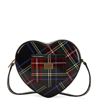 Dolce & Gabbana Kids' Calfskin Tartan Heart Shoulder Bag