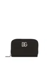 Dolce & Gabbana Logo Plaque Zipped Compact Wallet In Black